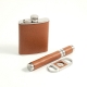4 Pieces Leather Flask (6 oz), Cigar Case & Cutter Set